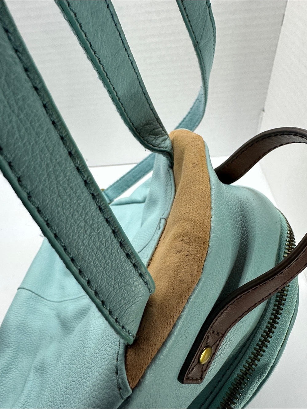 Fossil Pebbled Leather Mini Backpack in Mint - Picture 9 of 9